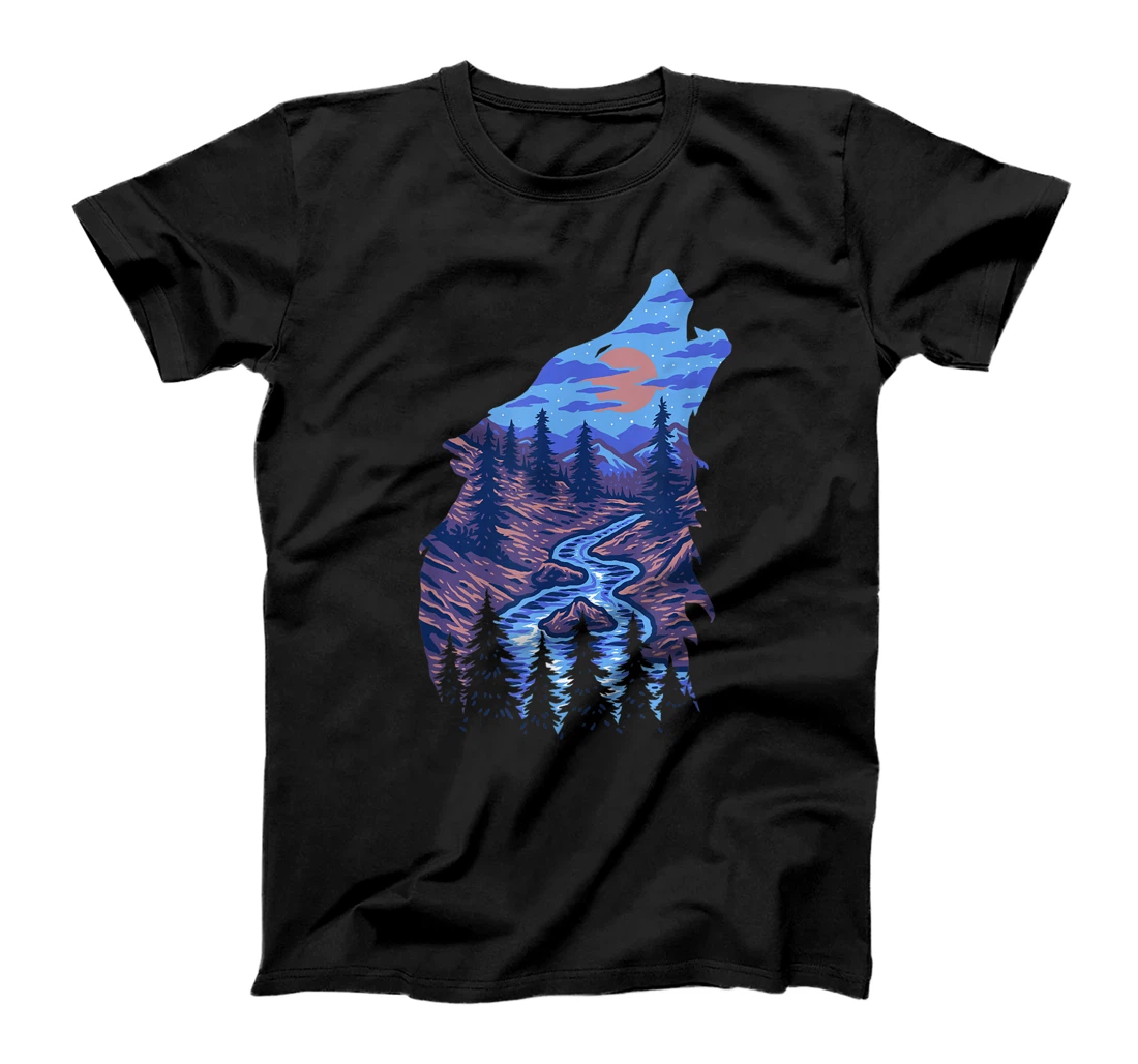 Lone Wolf Survives The Mountain Silhouette Art Wildlife T-Shirt