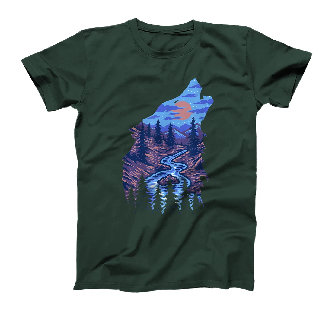Lone Wolf Survives The Mountain Silhouette Art Wildlife T-Shirt