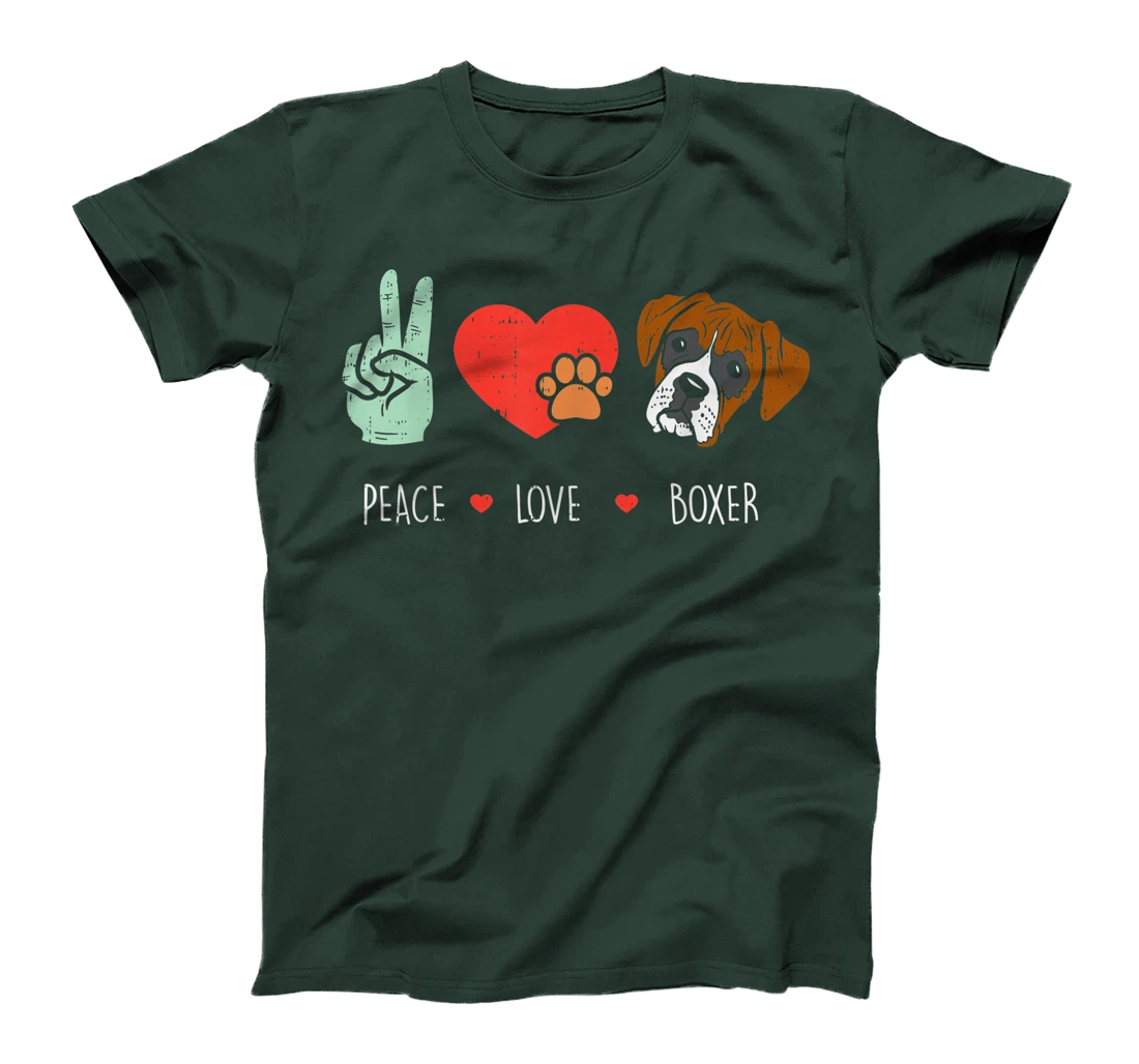 Peace Love Boxer Cute Animal Pet Dog Lover Hippie Hippy Gift T-Shirt