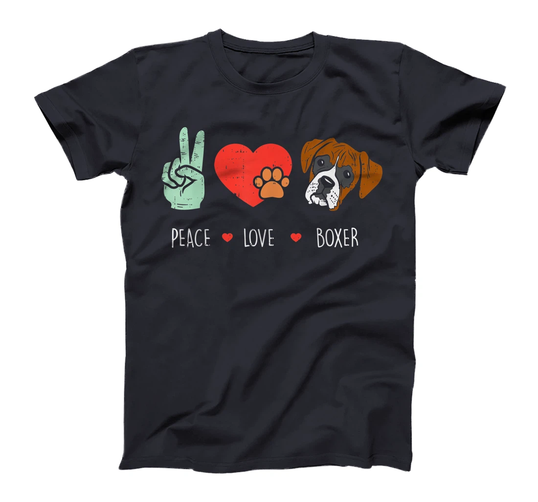 Peace Love Boxer Cute Animal Pet Dog Lover Hippie Hippy Gift T-Shirt