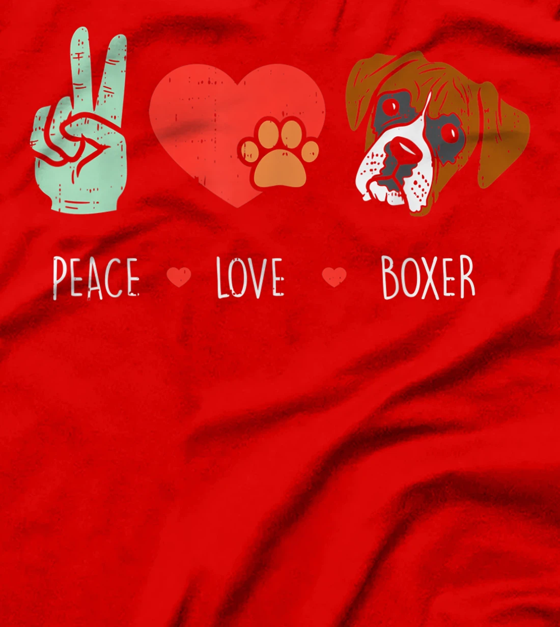 Peace Love Boxer Cute Animal Pet Dog Lover Hippie Hippy Gift T-Shirt