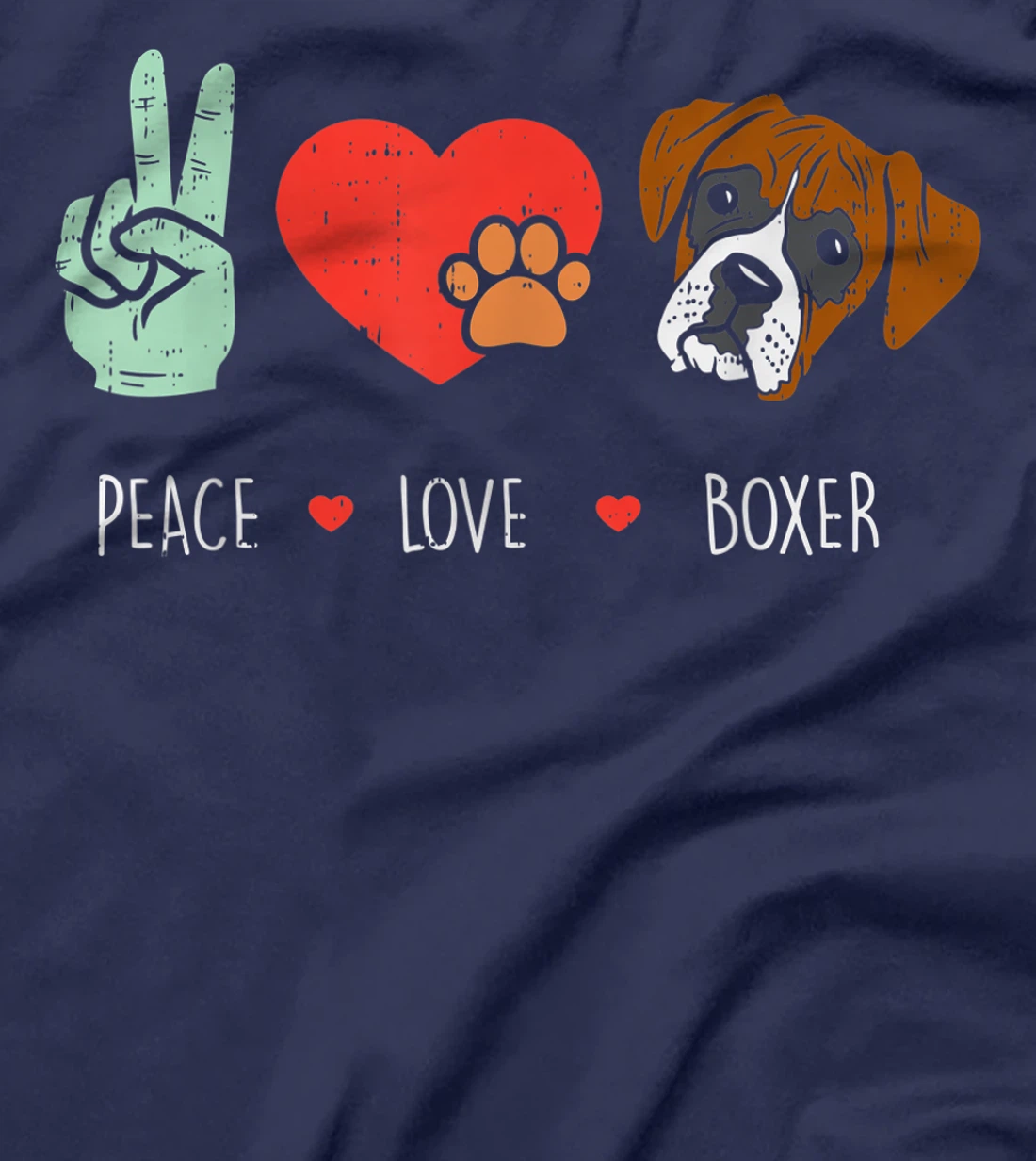 Peace Love Boxer Cute Animal Pet Dog Lover Hippie Hippy Gift T-Shirt