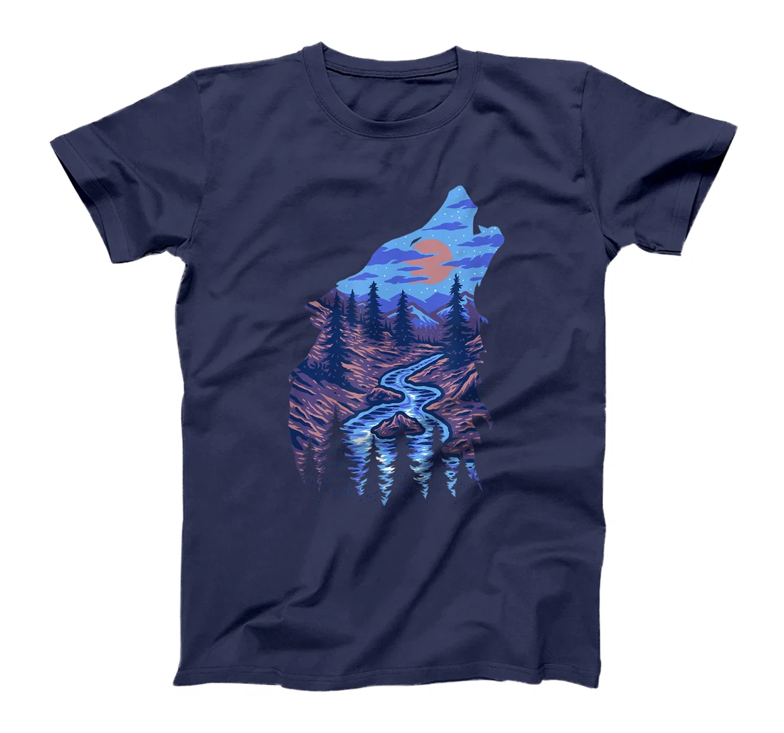 Lone Wolf Survives The Mountain Silhouette Art Wildlife T-Shirt