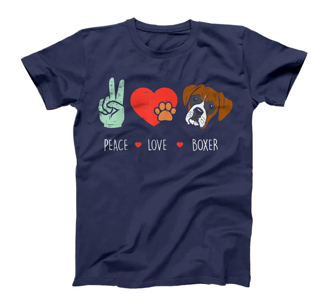 Peace Love Boxer Cute Animal Pet Dog Lover Hippie Hippy Gift T-Shirt