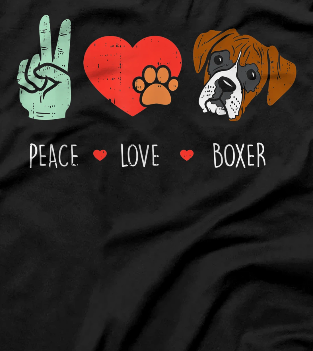 Peace Love Boxer Cute Animal Pet Dog Lover Hippie Hippy Gift T-Shirt