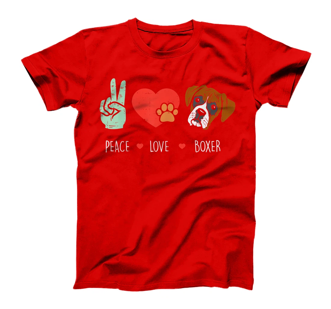 Peace Love Boxer Cute Animal Pet Dog Lover Hippie Hippy Gift T-Shirt