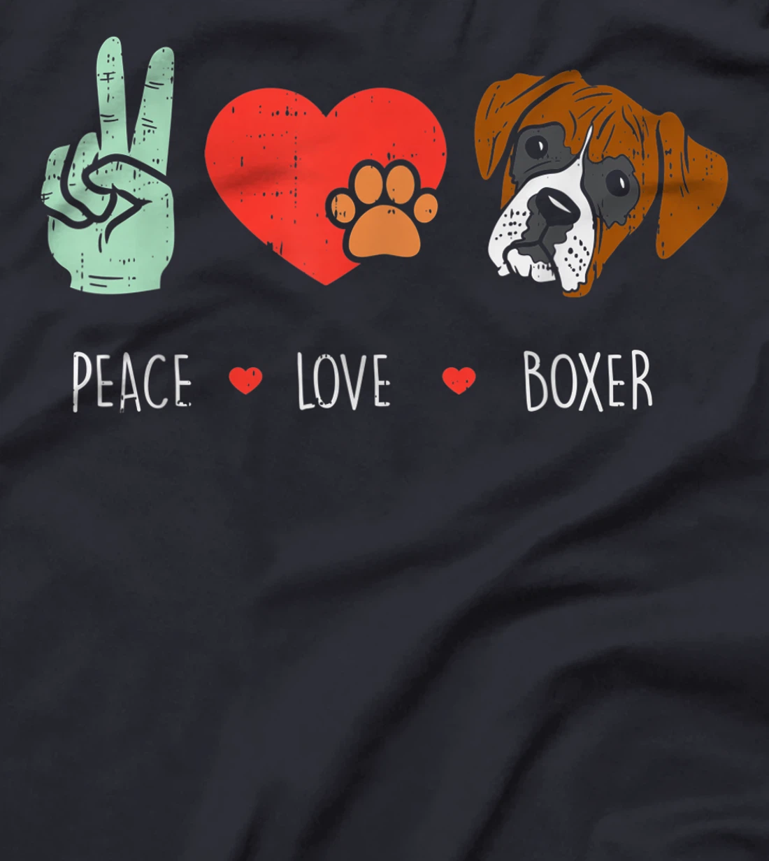 Peace Love Boxer Cute Animal Pet Dog Lover Hippie Hippy Gift T-Shirt