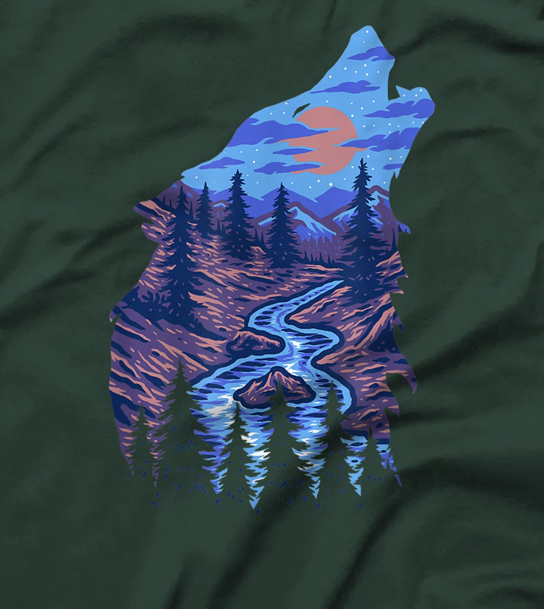 Lone Wolf Survives The Mountain Silhouette Art Wildlife T-Shirt