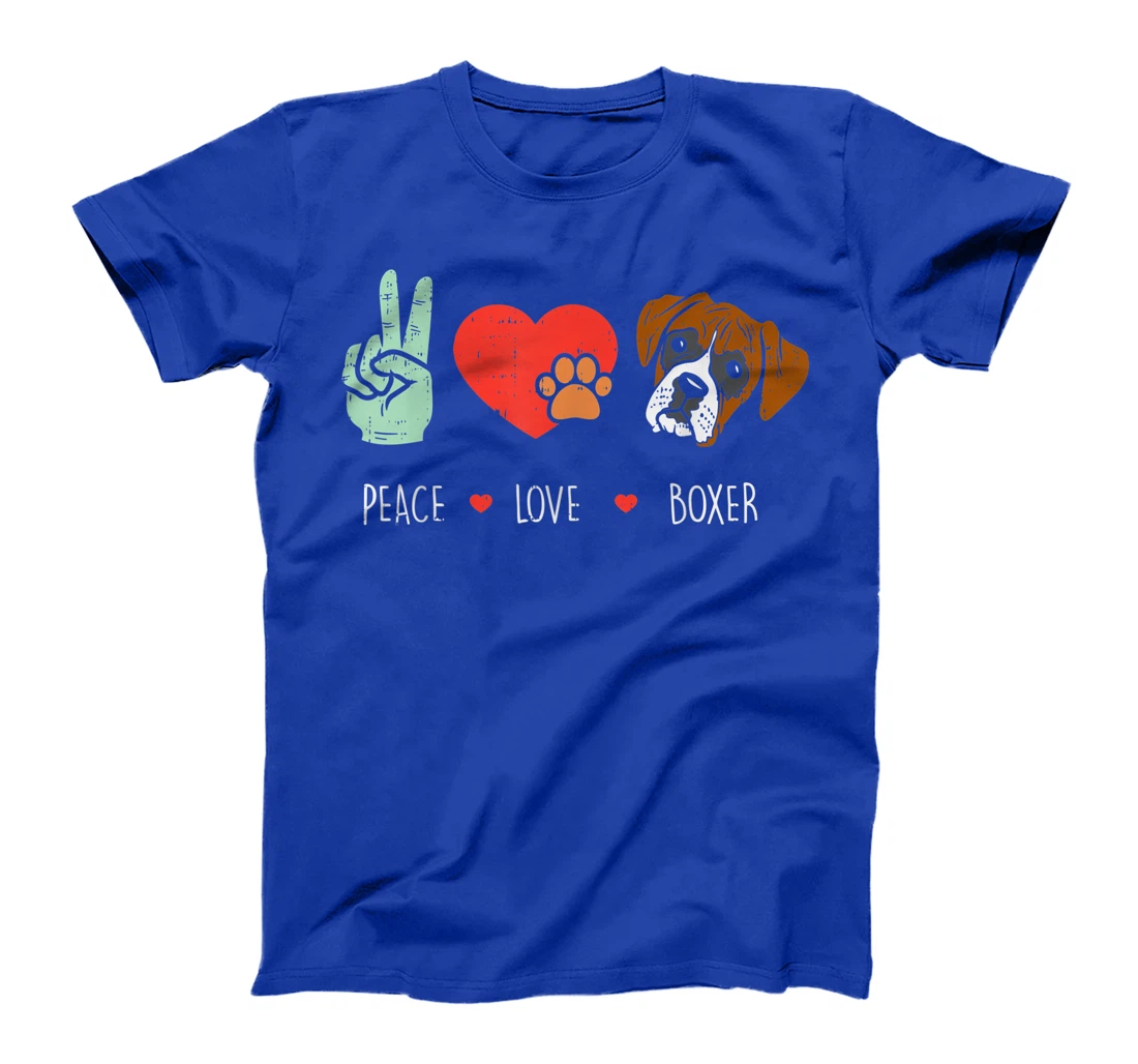 Peace Love Boxer Cute Animal Pet Dog Lover Hippie Hippy Gift T-Shirt