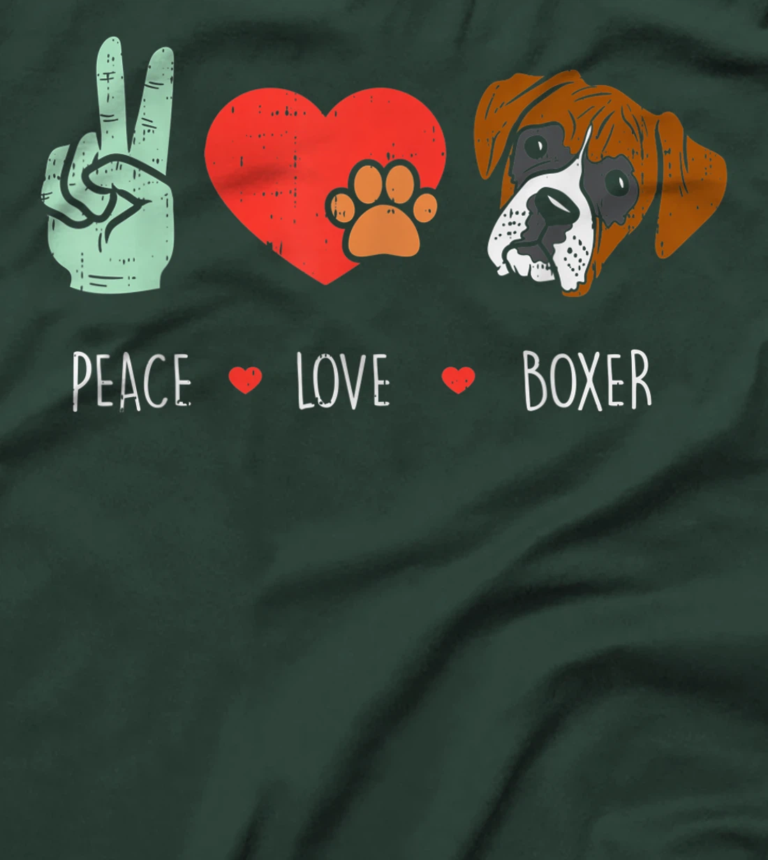 Peace Love Boxer Cute Animal Pet Dog Lover Hippie Hippy Gift T-Shirt