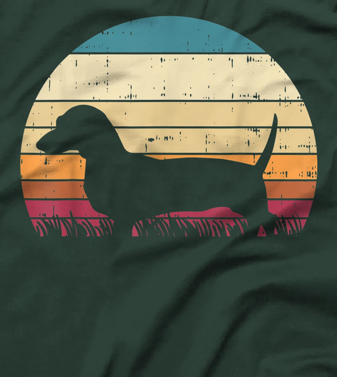 Dachshund Silhouette Sunset Retro Animal Pet Weiner Dog Gift T-Shirt