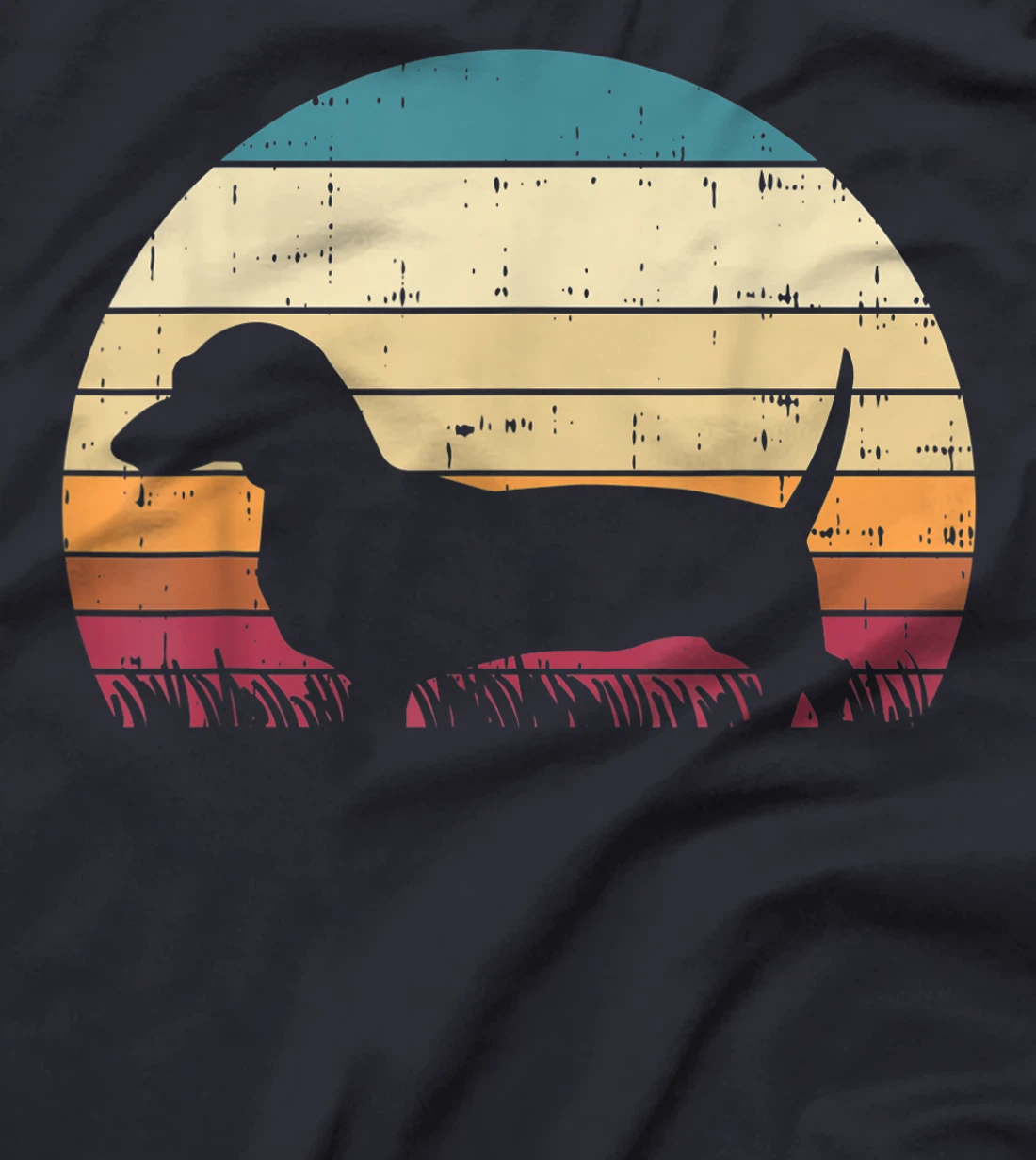 Dachshund Silhouette Sunset Retro Animal Pet Weiner Dog Gift T-Shirt