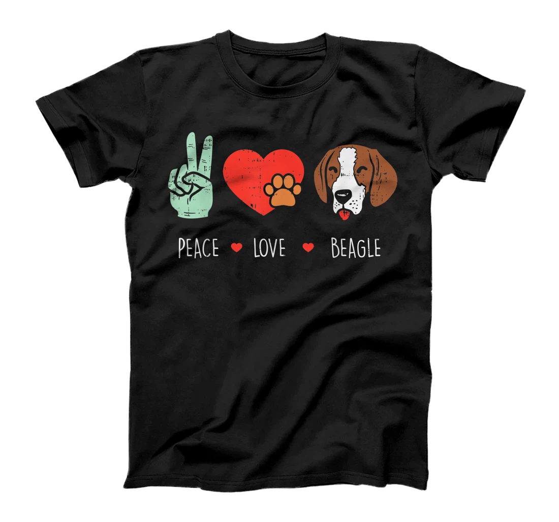 Peace Love Beagle Animal Pet Hound Dog Hippie Hippy Gift T-Shirt