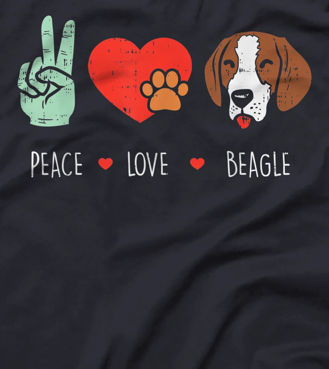 Peace Love Beagle Animal Pet Hound Dog Hippie Hippy Gift T-Shirt