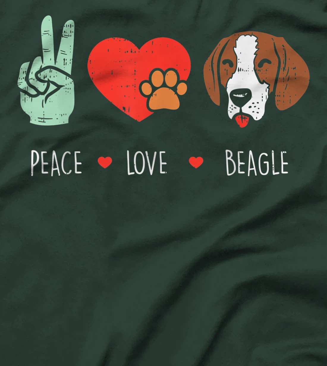 Peace Love Beagle Animal Pet Hound Dog Hippie Hippy Gift T-Shirt