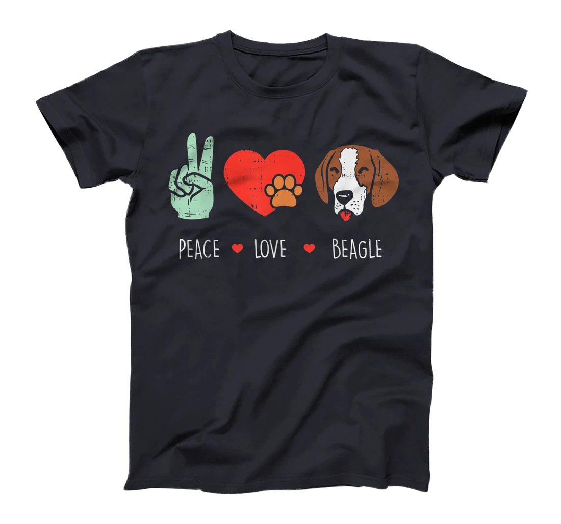 Peace Love Beagle Animal Pet Hound Dog Hippie Hippy Gift T-Shirt
