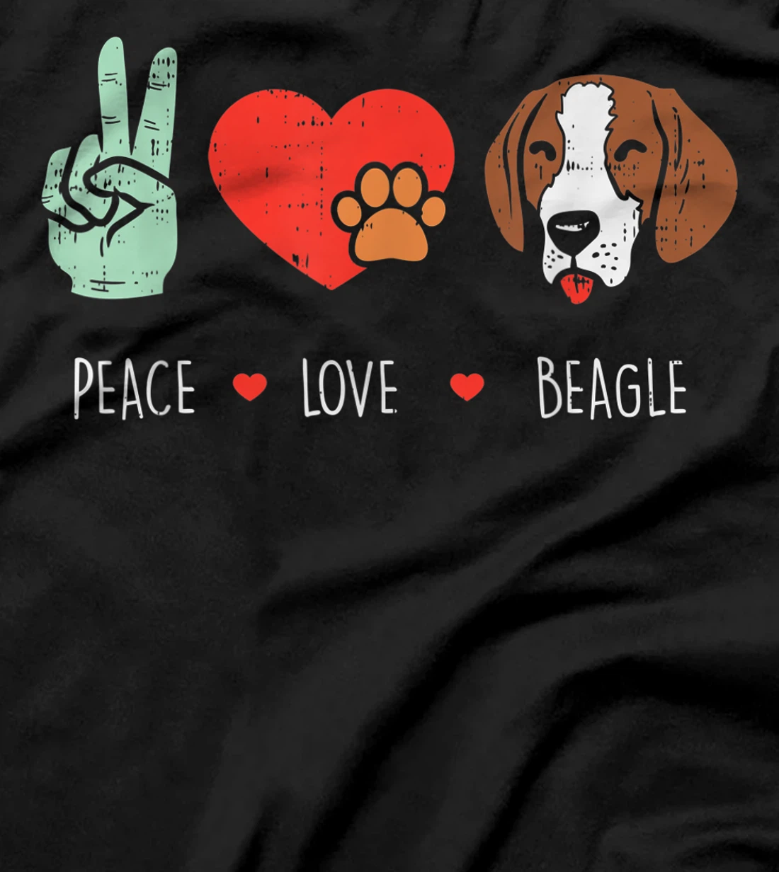 Peace Love Beagle Animal Pet Hound Dog Hippie Hippy Gift T-Shirt