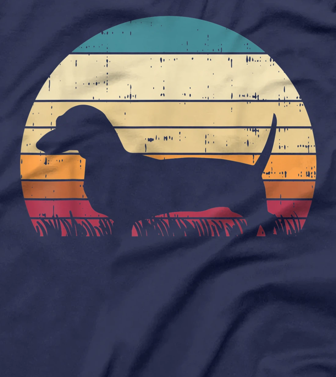 Dachshund Silhouette Sunset Retro Animal Pet Weiner Dog Gift T-Shirt