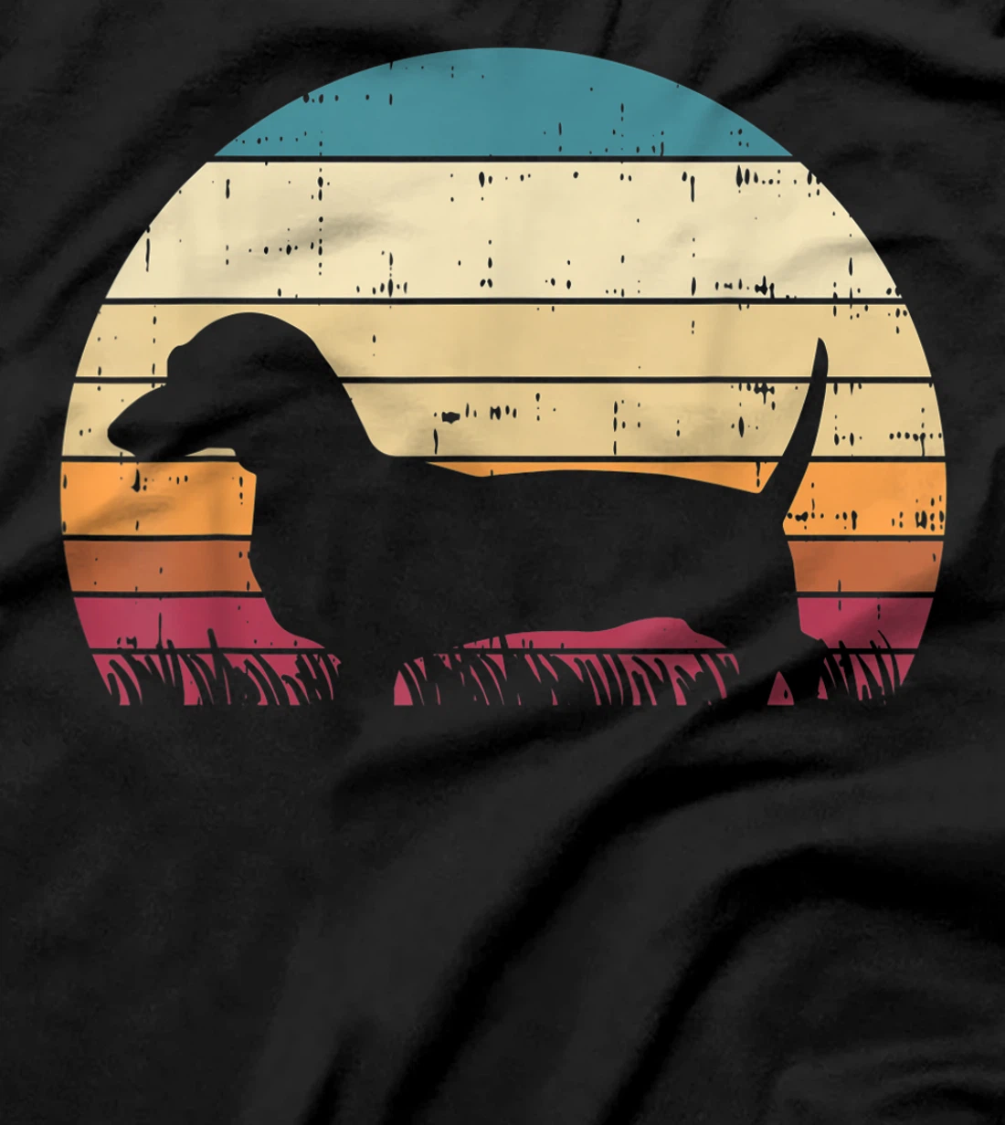 Dachshund Silhouette Sunset Retro Animal Pet Weiner Dog Gift T-Shirt