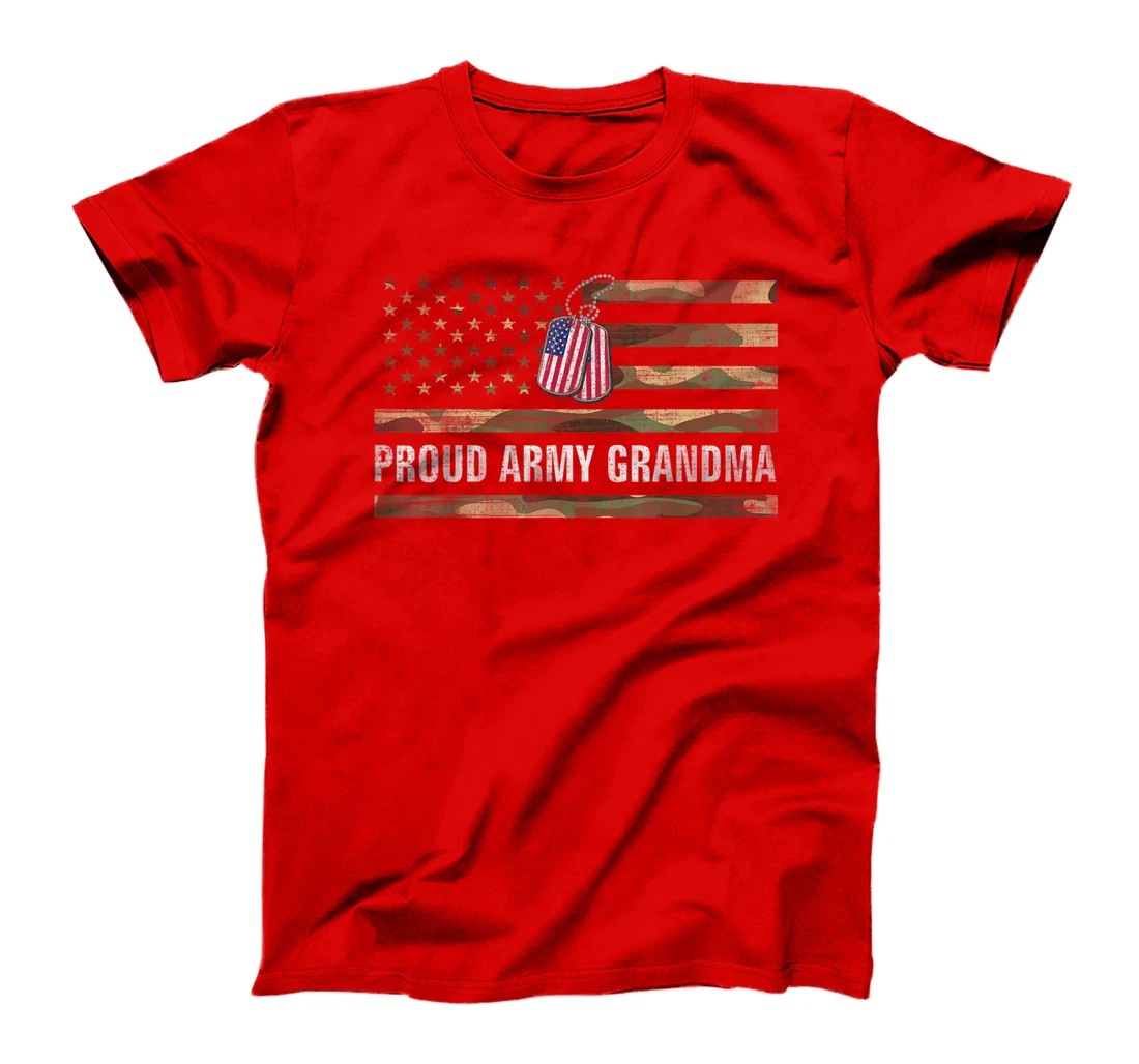 Vintage American Flag Proud Army Grandma Veteran Day Gift T-Shirt