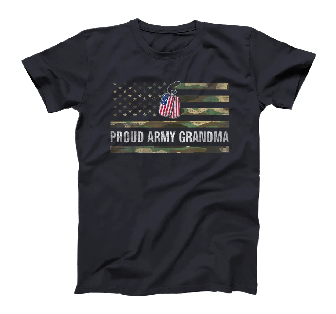 Vintage American Flag Proud Army Grandma Veteran Day Gift T-Shirt