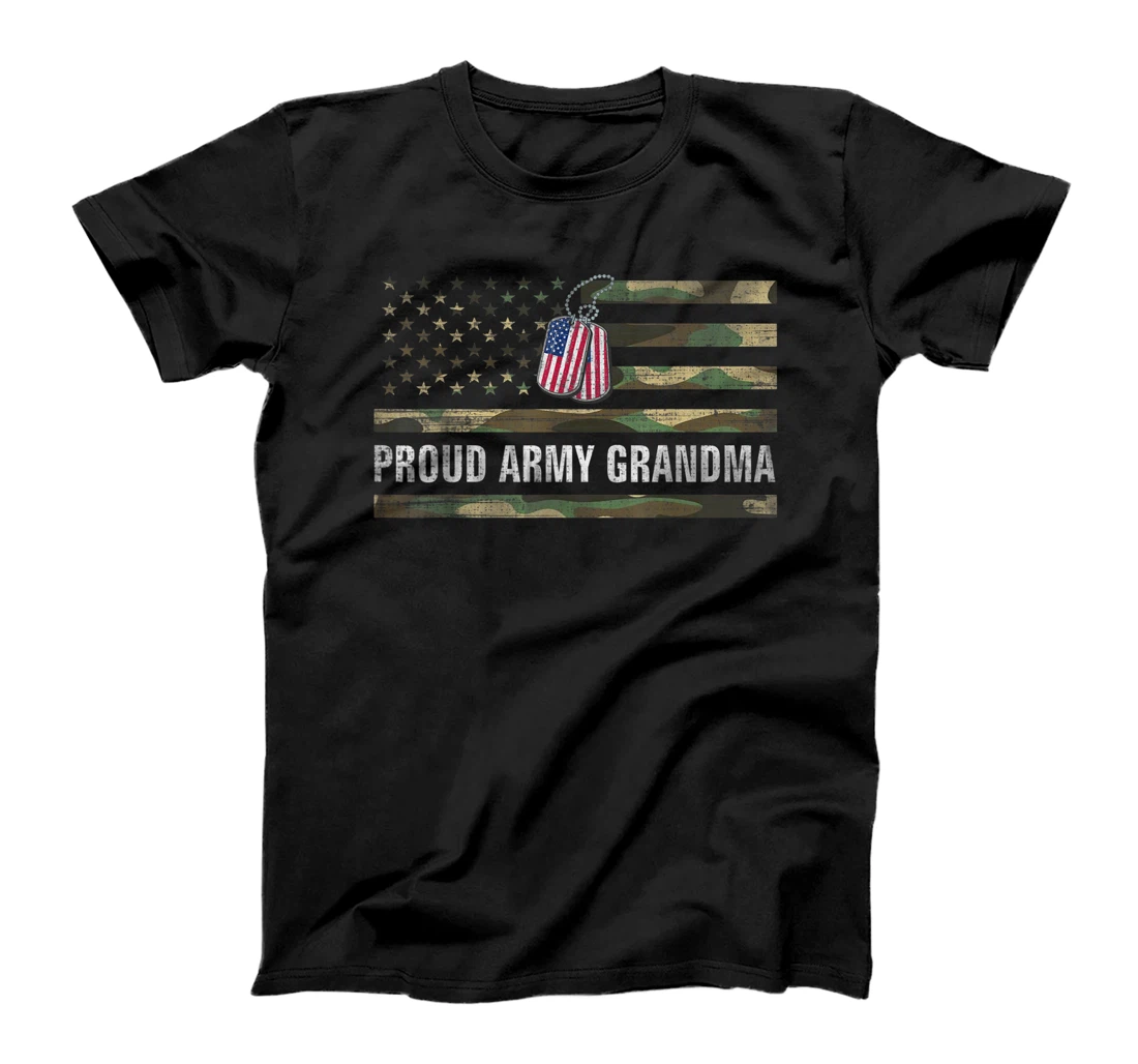 Vintage American Flag Proud Army Grandma Veteran Day Gift T-Shirt