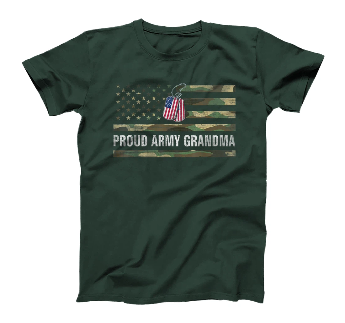 Vintage American Flag Proud Army Grandma Veteran Day Gift T-Shirt