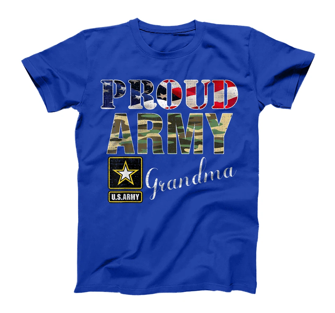 Proud Army Grandma With American Flag Gift Veteran Day T-Shirt