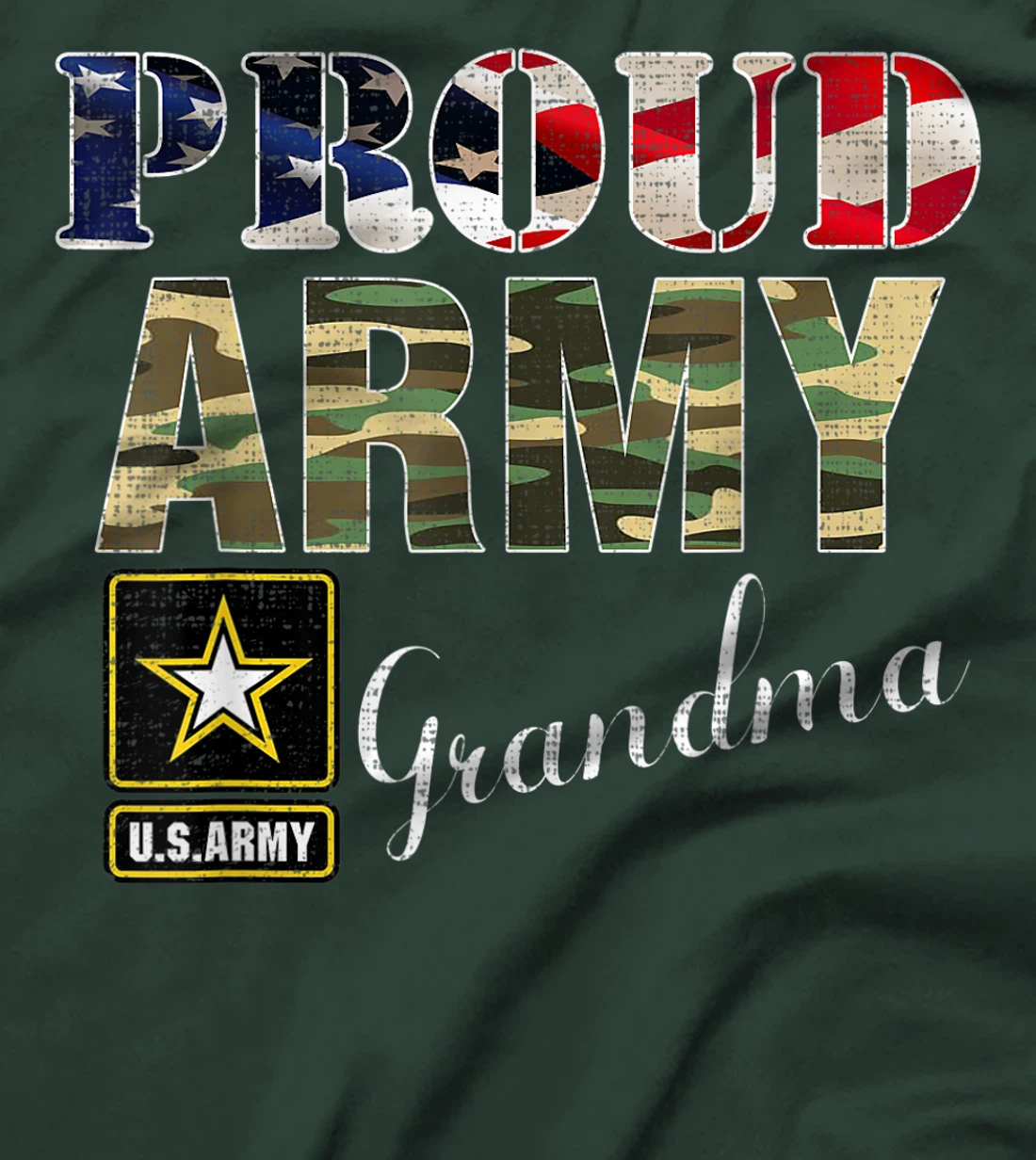 Proud Army Grandma With American Flag Gift Veteran Day T-Shirt