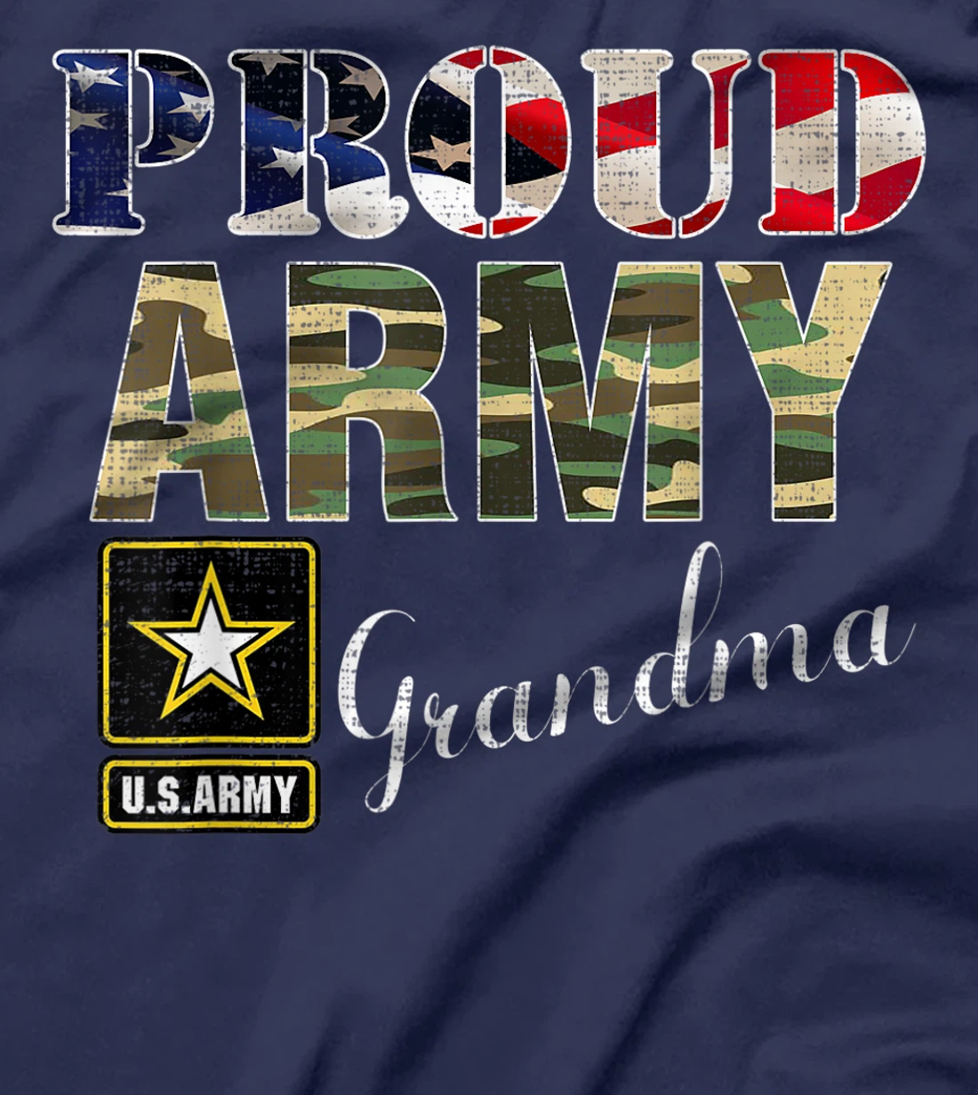 Proud Army Grandma With American Flag Gift Veteran Day T-Shirt