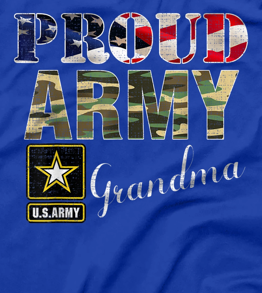Proud Army Grandma With American Flag Gift Veteran Day T-Shirt