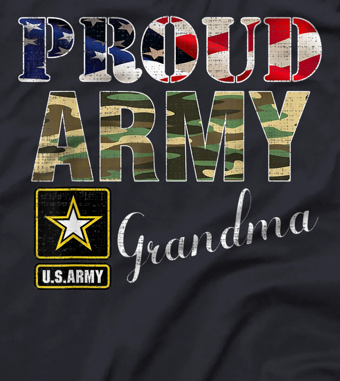 Proud Army Grandma With American Flag Gift Veteran Day T-Shirt