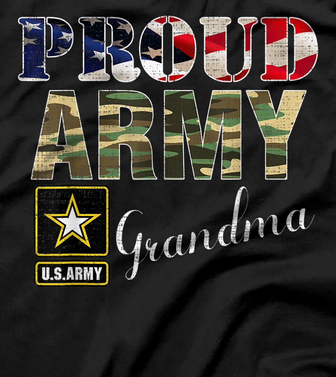 Proud Army Grandma With American Flag Gift Veteran Day T-Shirt