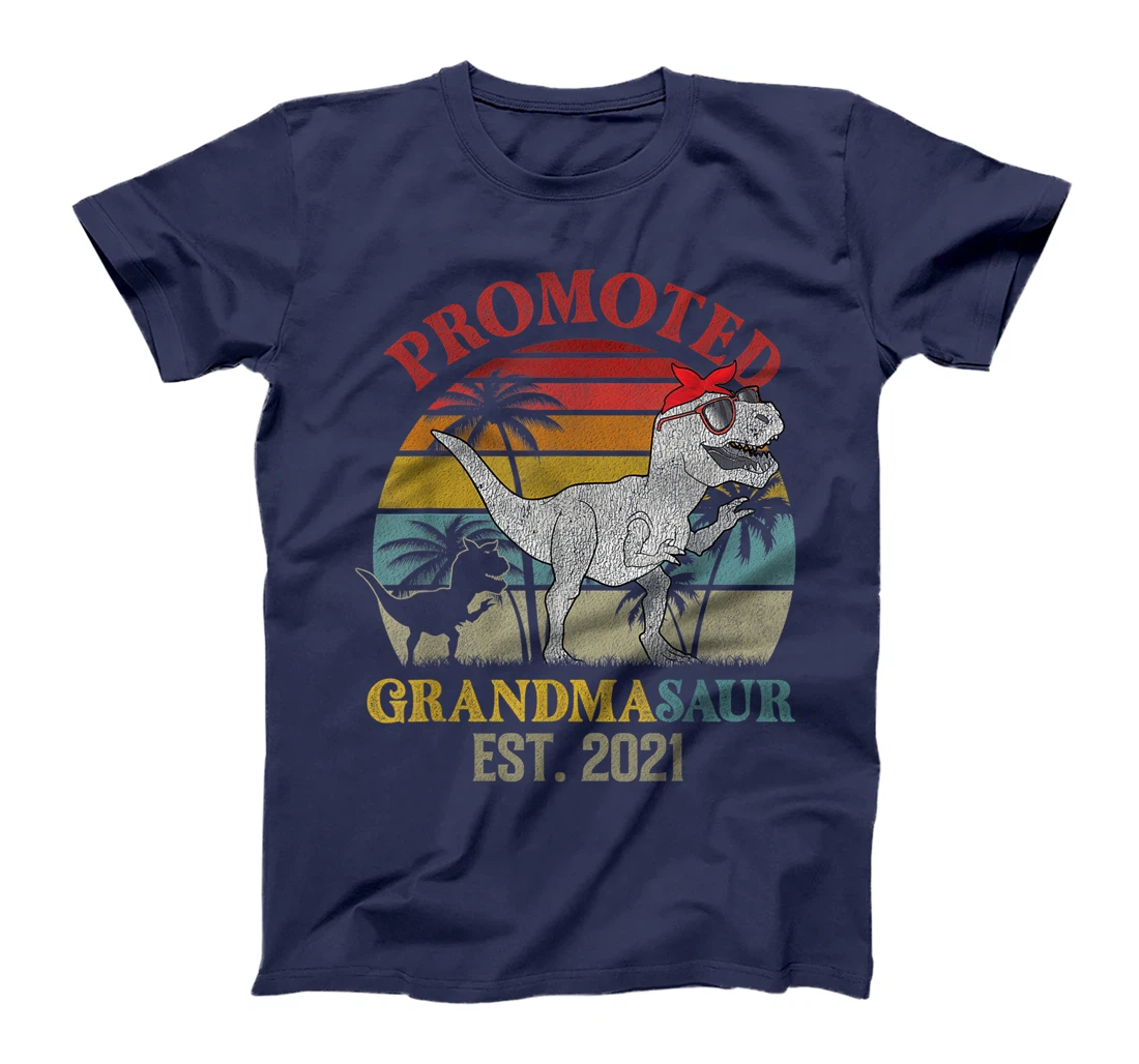Promoted To Grandma Saurus Est 2021 Apparel T Rex Dinosaur T-Shirt