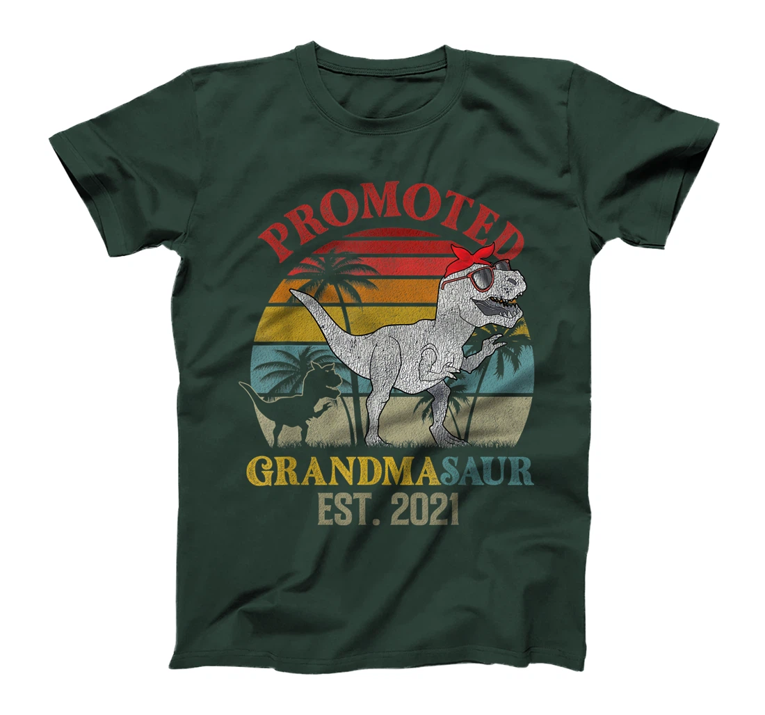 Promoted To Grandma Saurus Est 2021 Apparel T Rex Dinosaur T-Shirt