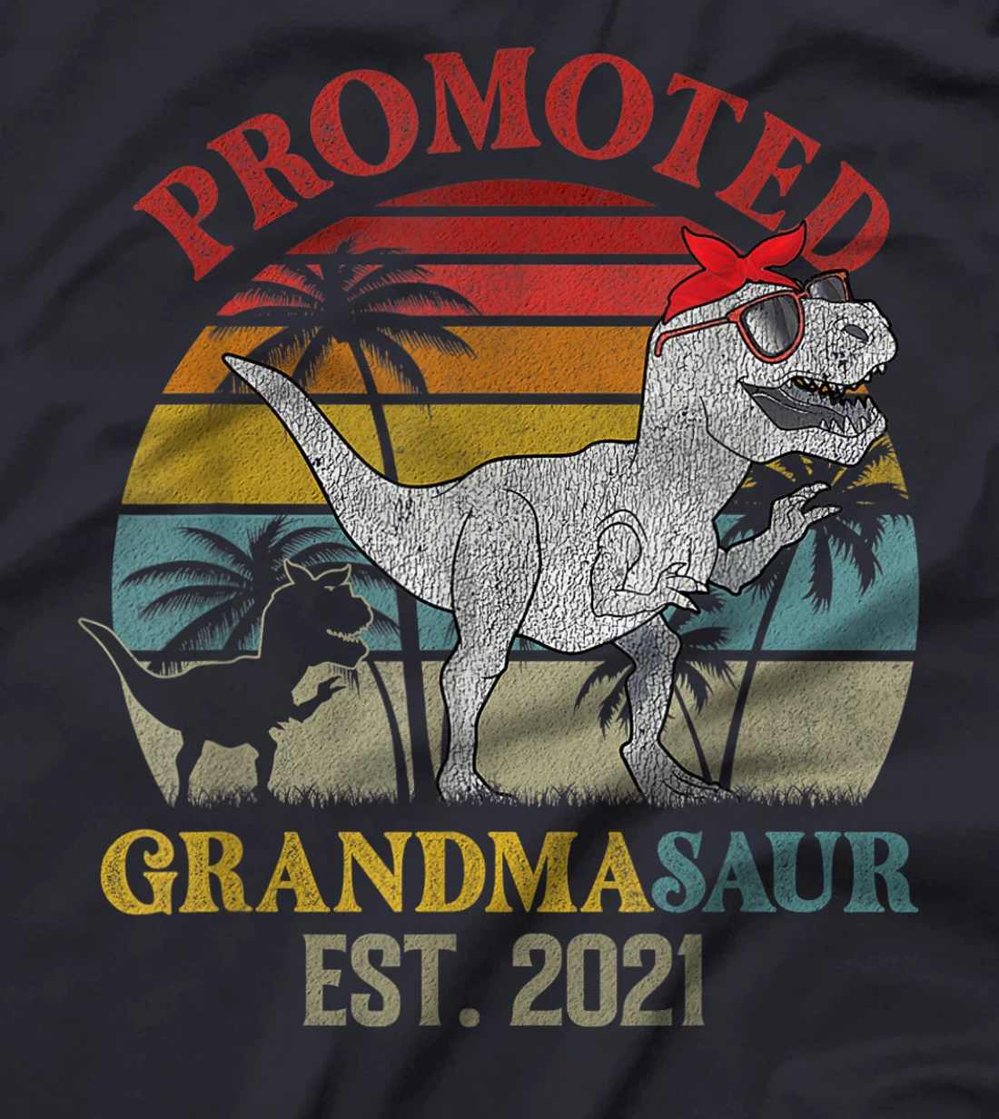 Promoted To Grandma Saurus Est 2021 Apparel T Rex Dinosaur T-Shirt