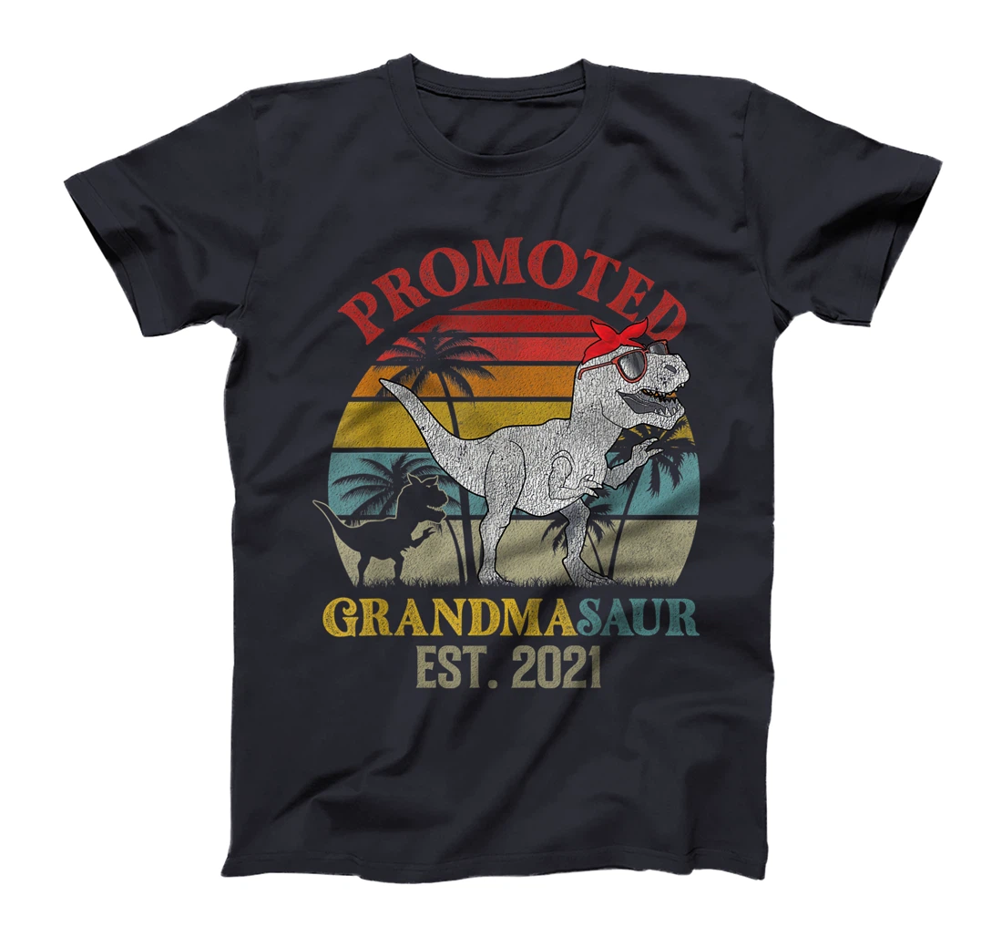 Promoted To Grandma Saurus Est 2021 Apparel T Rex Dinosaur T-Shirt