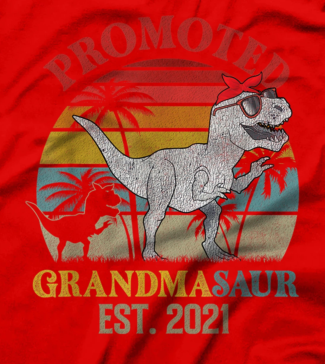 Promoted To Grandma Saurus Est 2021 Apparel T Rex Dinosaur T-Shirt