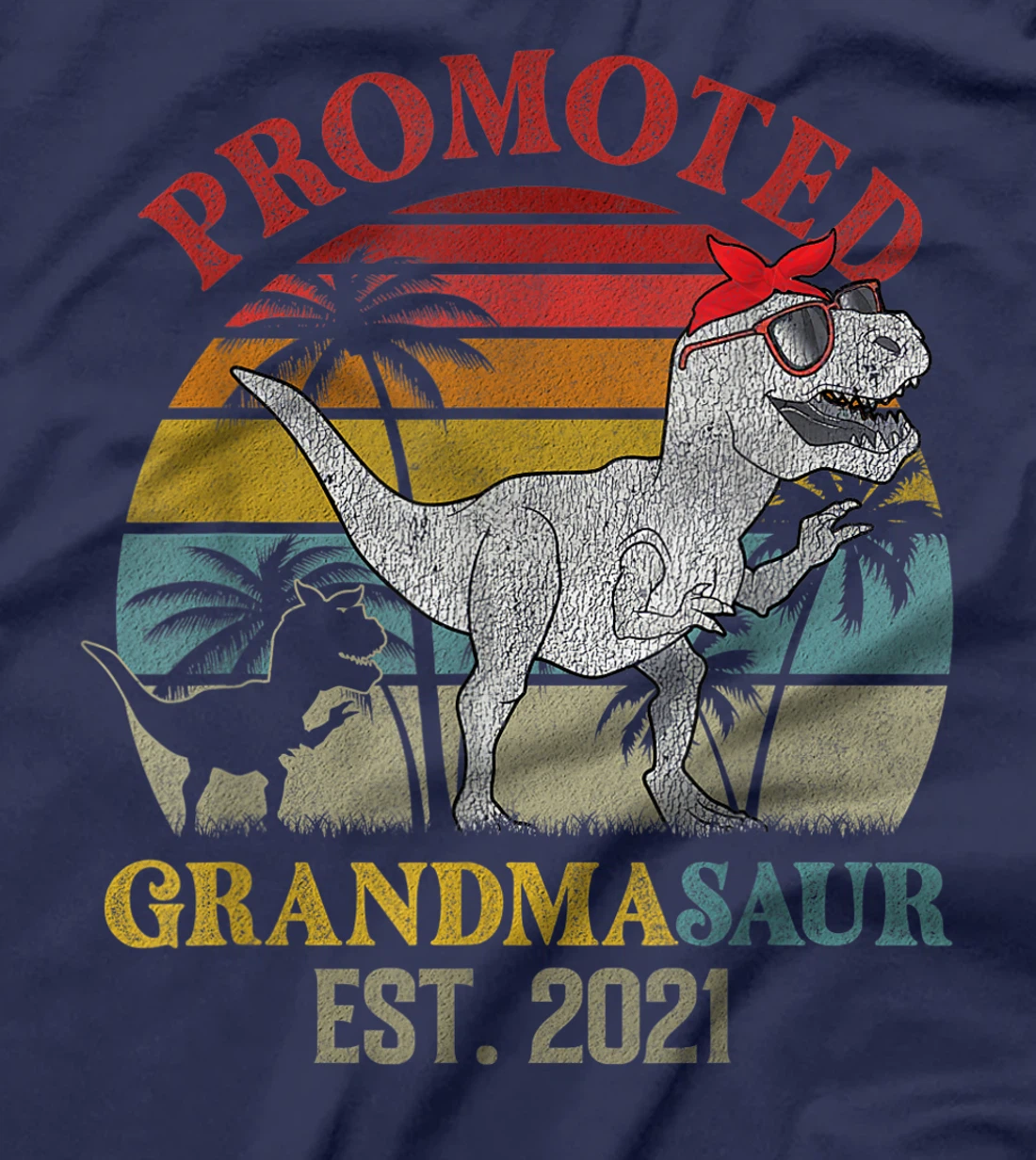 Promoted To Grandma Saurus Est 2021 Apparel T Rex Dinosaur T-Shirt