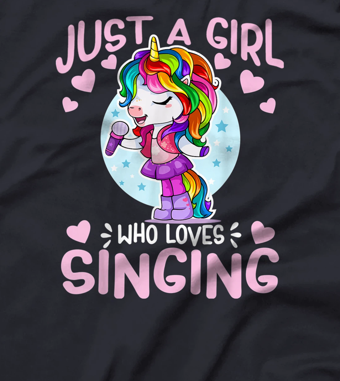 Just A Girl Who Loves Singing Funny Karaoke Singer Unicorn T-Shirt