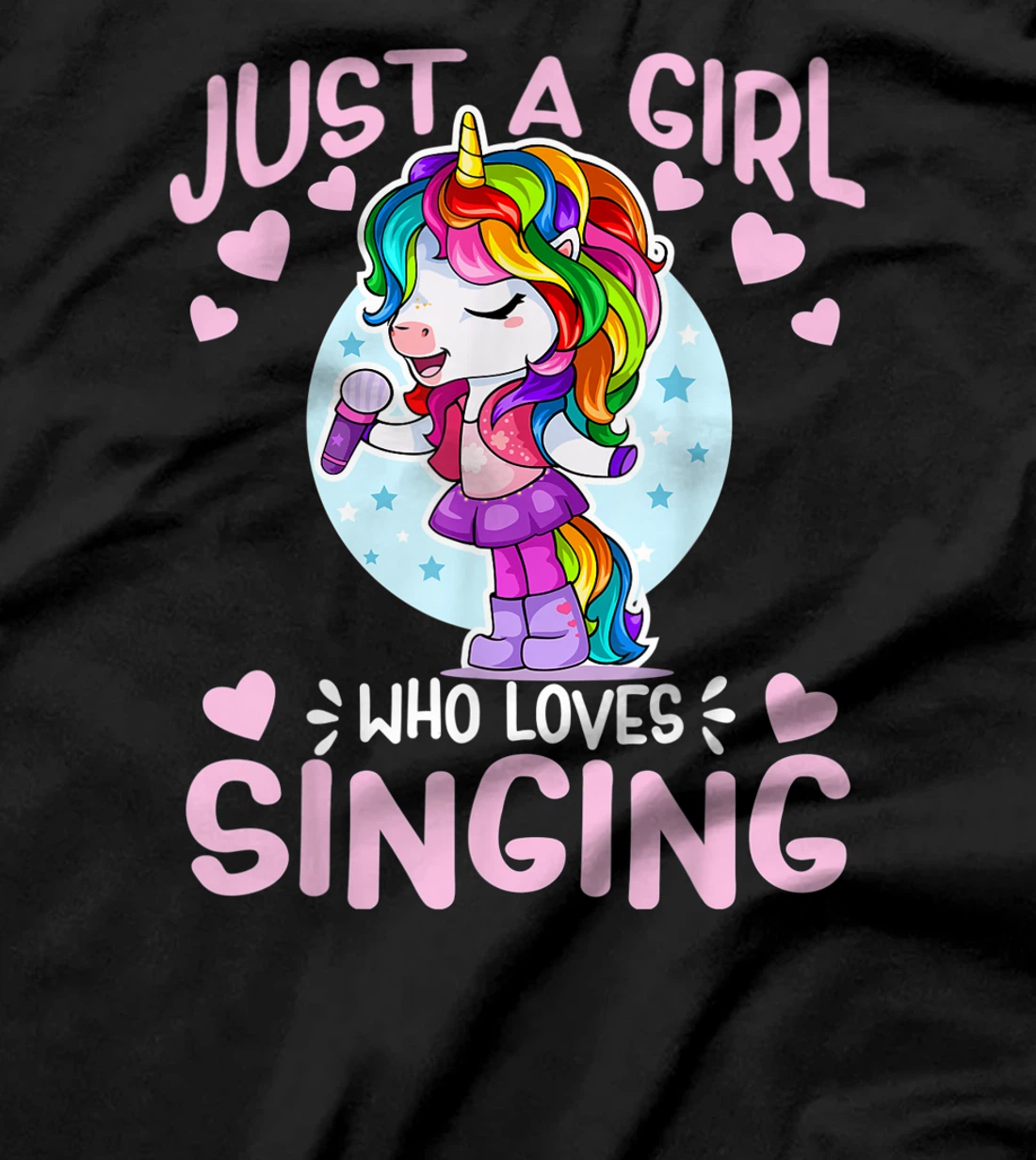 Just A Girl Who Loves Singing Funny Karaoke Singer Unicorn T-Shirt