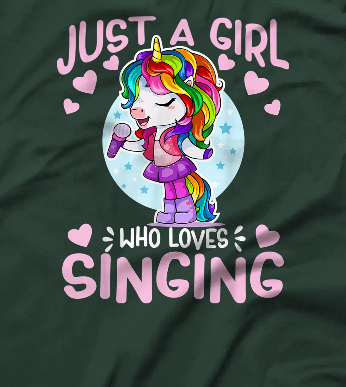 Just A Girl Who Loves Singing Funny Karaoke Singer Unicorn T-Shirt