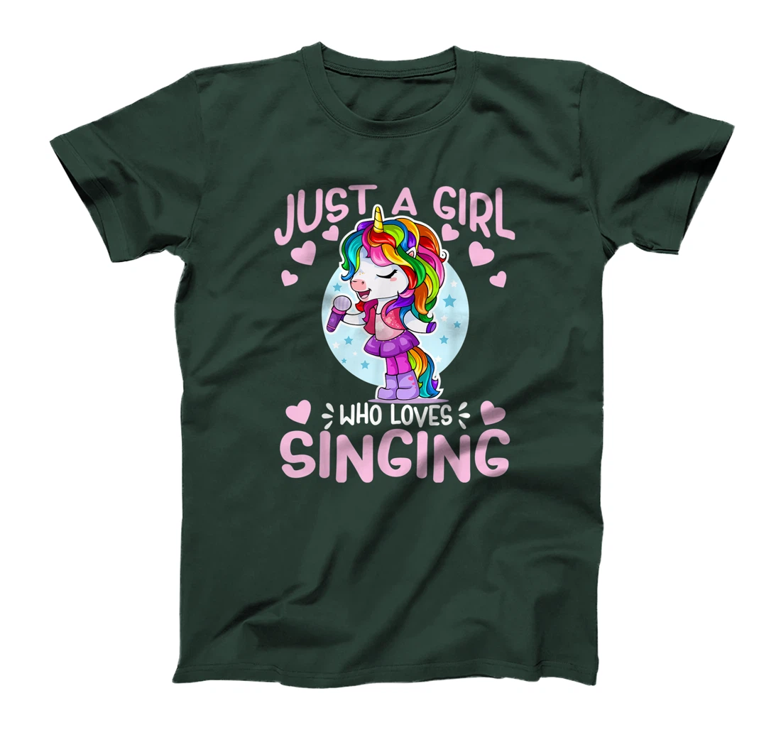Just A Girl Who Loves Singing Funny Karaoke Singer Unicorn T-Shirt