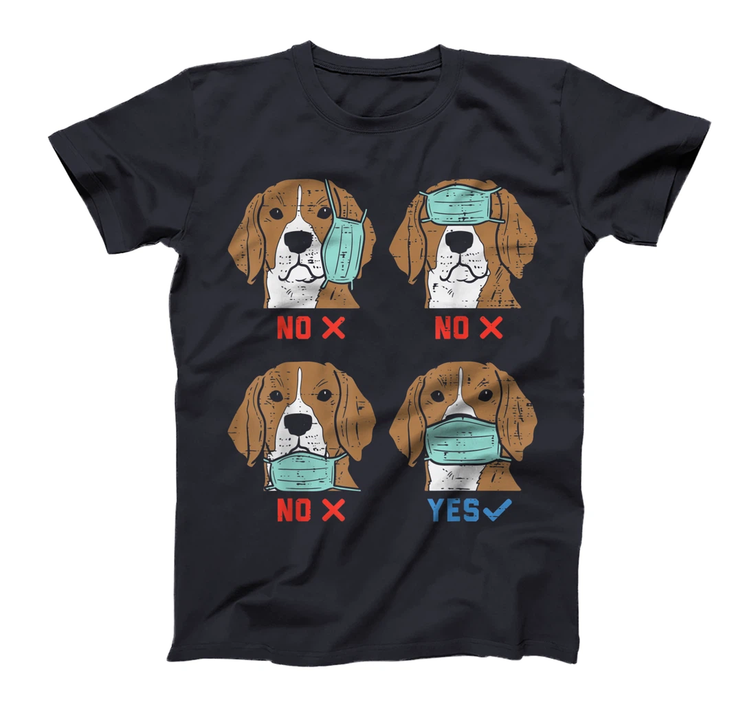 Beagle Face Mask Funny Social Distancing Quarantine Dog Gift T-Shirt