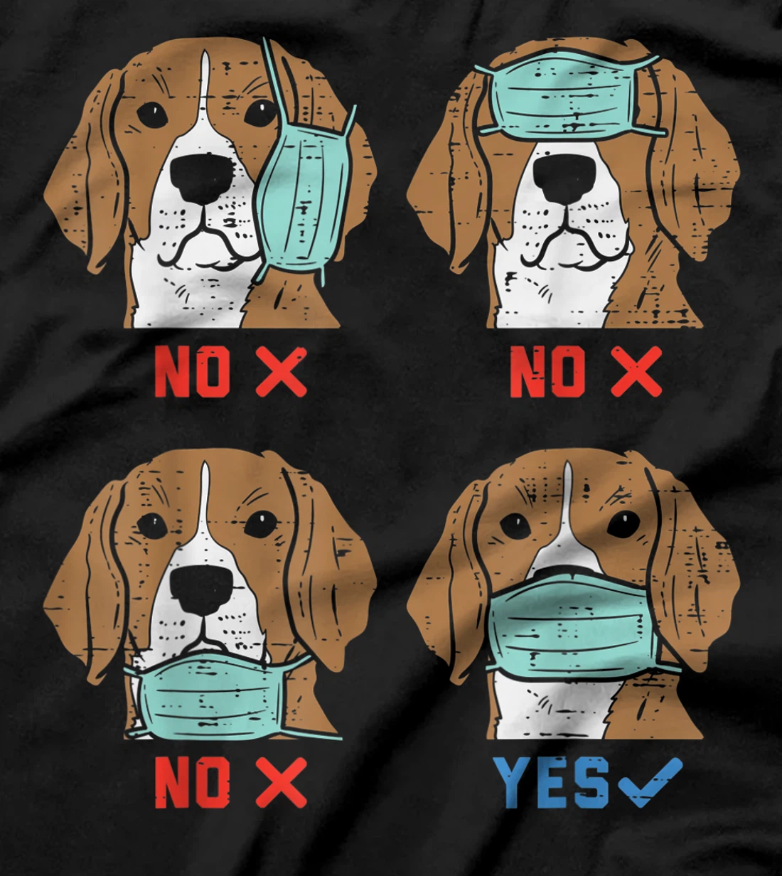 Beagle Face Mask Funny Social Distancing Quarantine Dog Gift T-Shirt