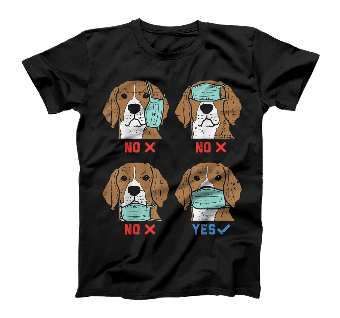 Beagle Face Mask Funny Social Distancing Quarantine Dog Gift T-Shirt