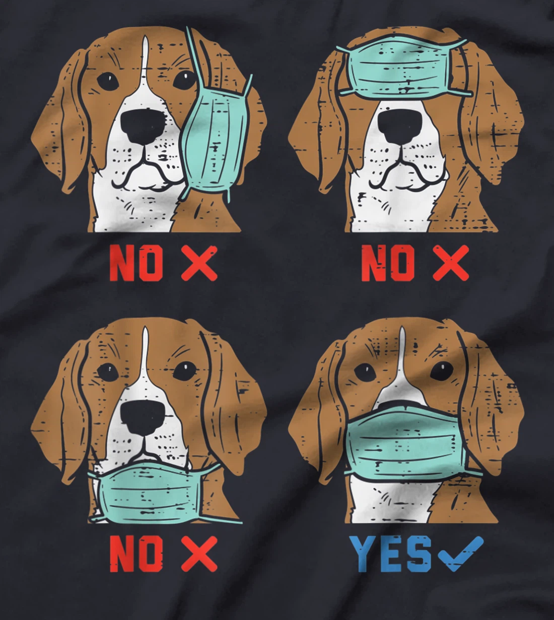 Beagle Face Mask Funny Social Distancing Quarantine Dog Gift T-Shirt