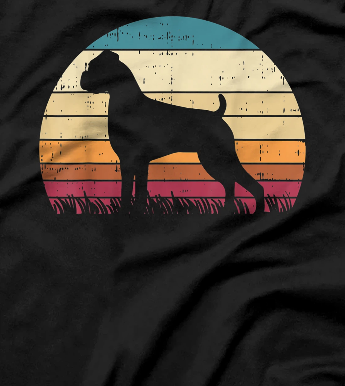 Boxer Silhouette Sunset Retro Animal Pet Dog Lover Gift T-Shirt