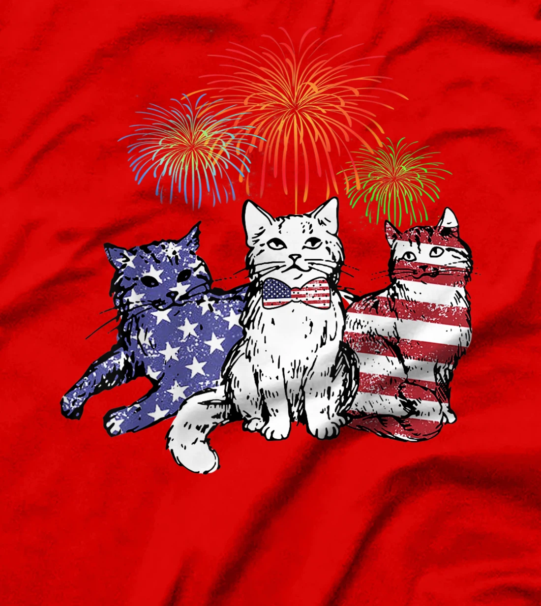 Proud Three Cat 4th of July American Flag Collections T-Shirt