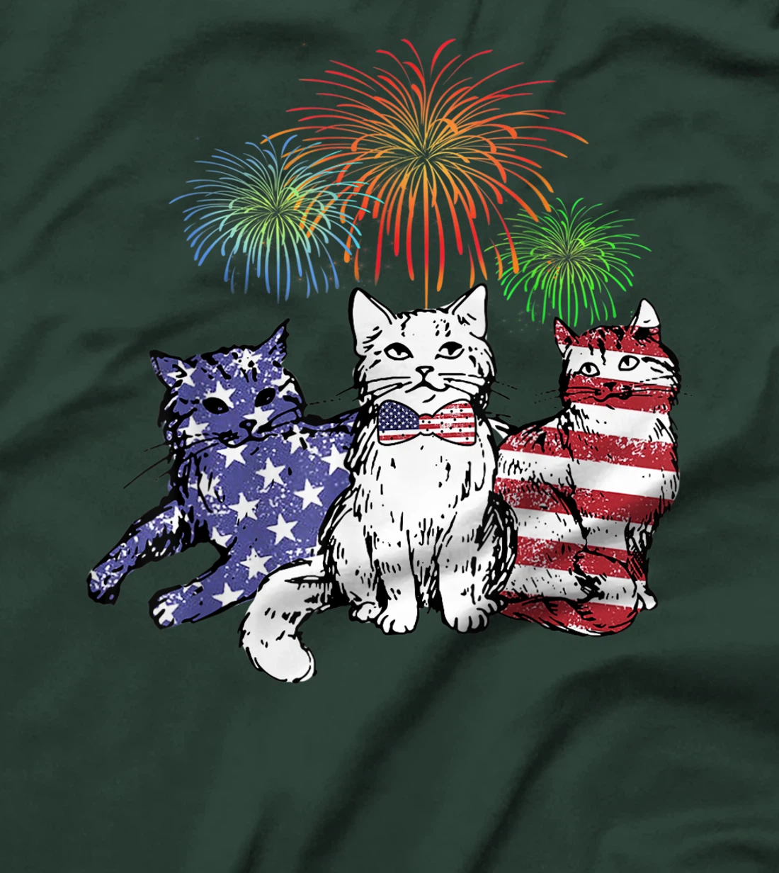 Proud Three Cat 4th of July American Flag Collections T-Shirt